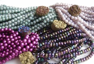 Czech glass druks and druzy beads